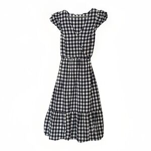 Old Navy Gingham Faux Wrap Dress Womens L Cottagecore Picnic Sundress Coastal